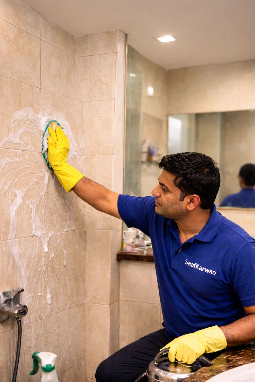Deep washroom cleaning by SaafKarwao experts